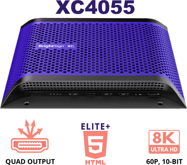 BrightSign XC4055 (BRIGHTSIGNOS) - Powerful Signage Player, Quad 8K Multiplex I/O